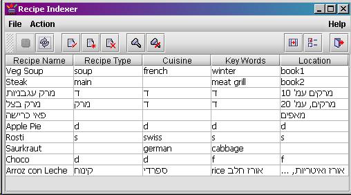 RecipeIndexer - Main Screen